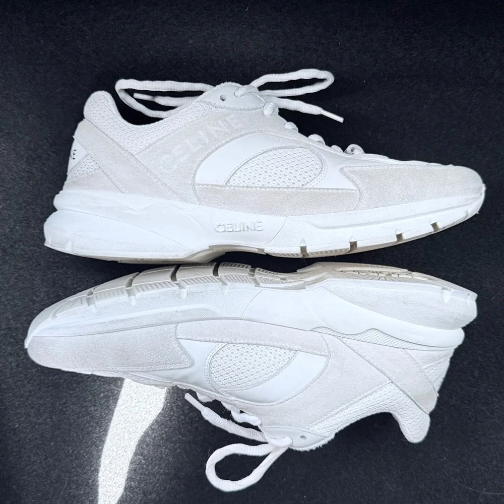 Celine Women's White and Cream Sneakers - Picture 3 of 6